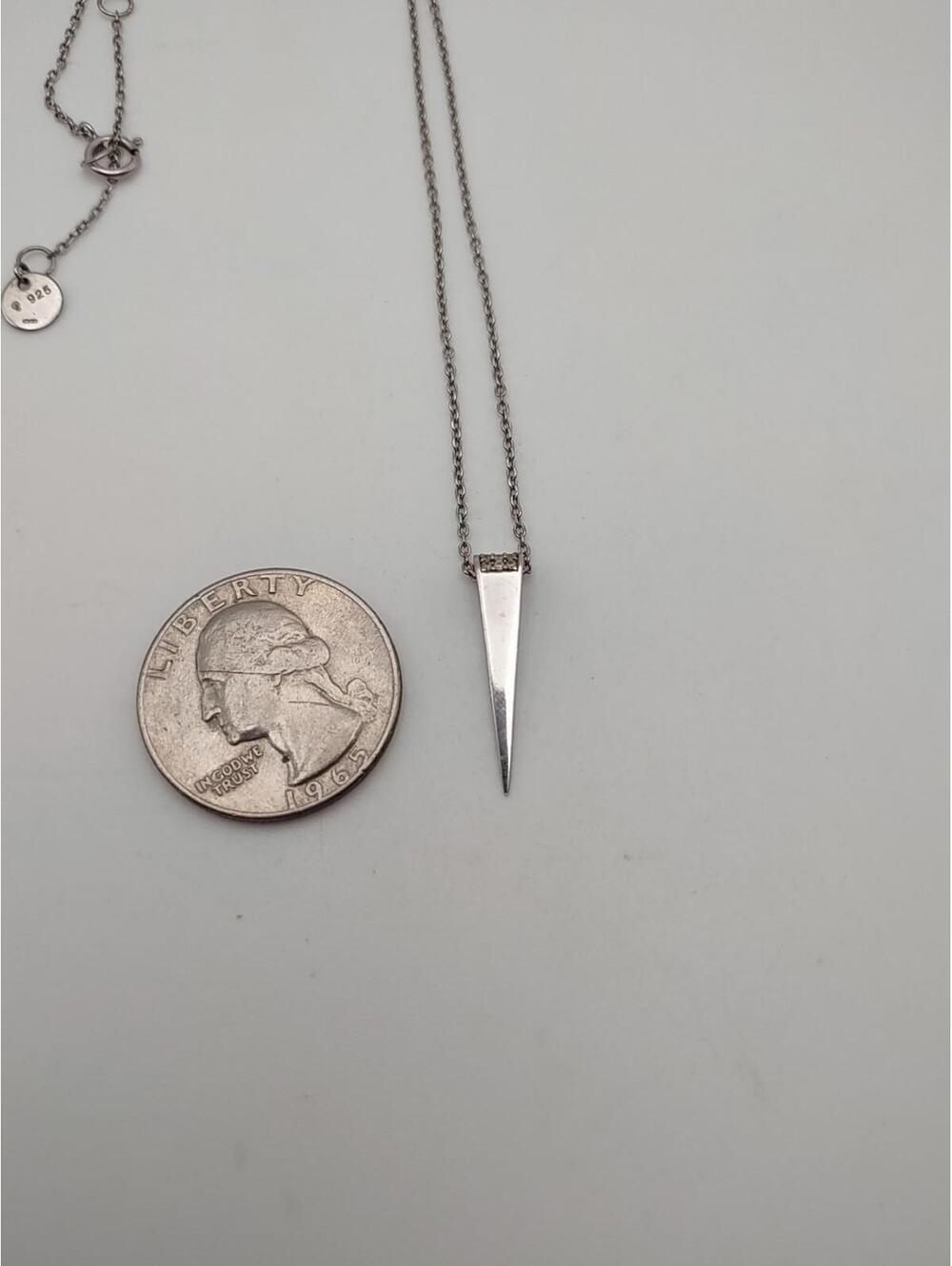 Vtg 925 Sterling Silver Minimalist Spike Dagger Necklace 17" - Picture 3 of 3